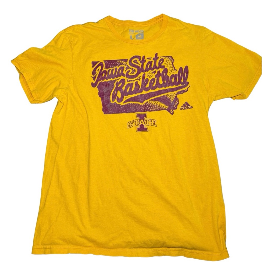Adidas‎ Sporty Retro Yellow Iowa State Basketball Men's Shirt Sz L